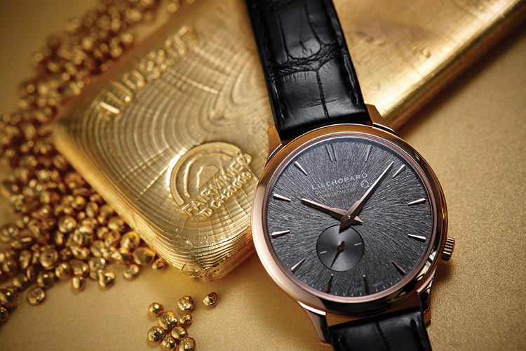 Chopard ethical Happy gold leather watch